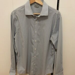 Kenneth Cole Men's Gingham Dress Shirt - Blue and White